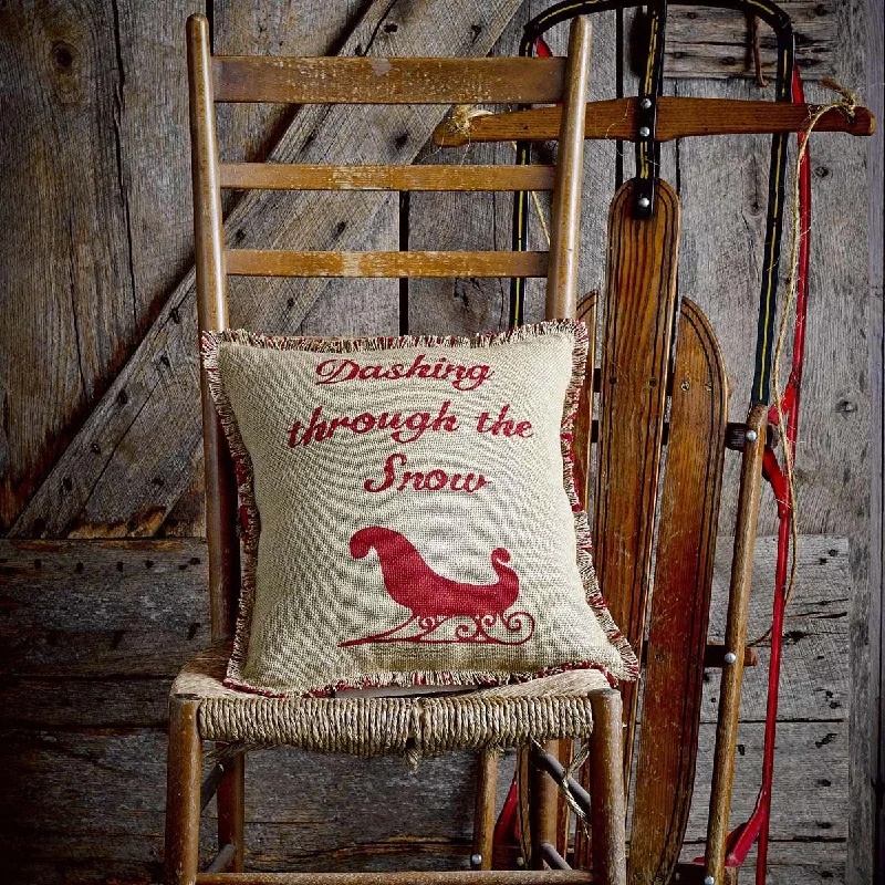 Cotton Pillows for Natural ComfortNatural & Red Burlap Sleigh Pillow 16x16